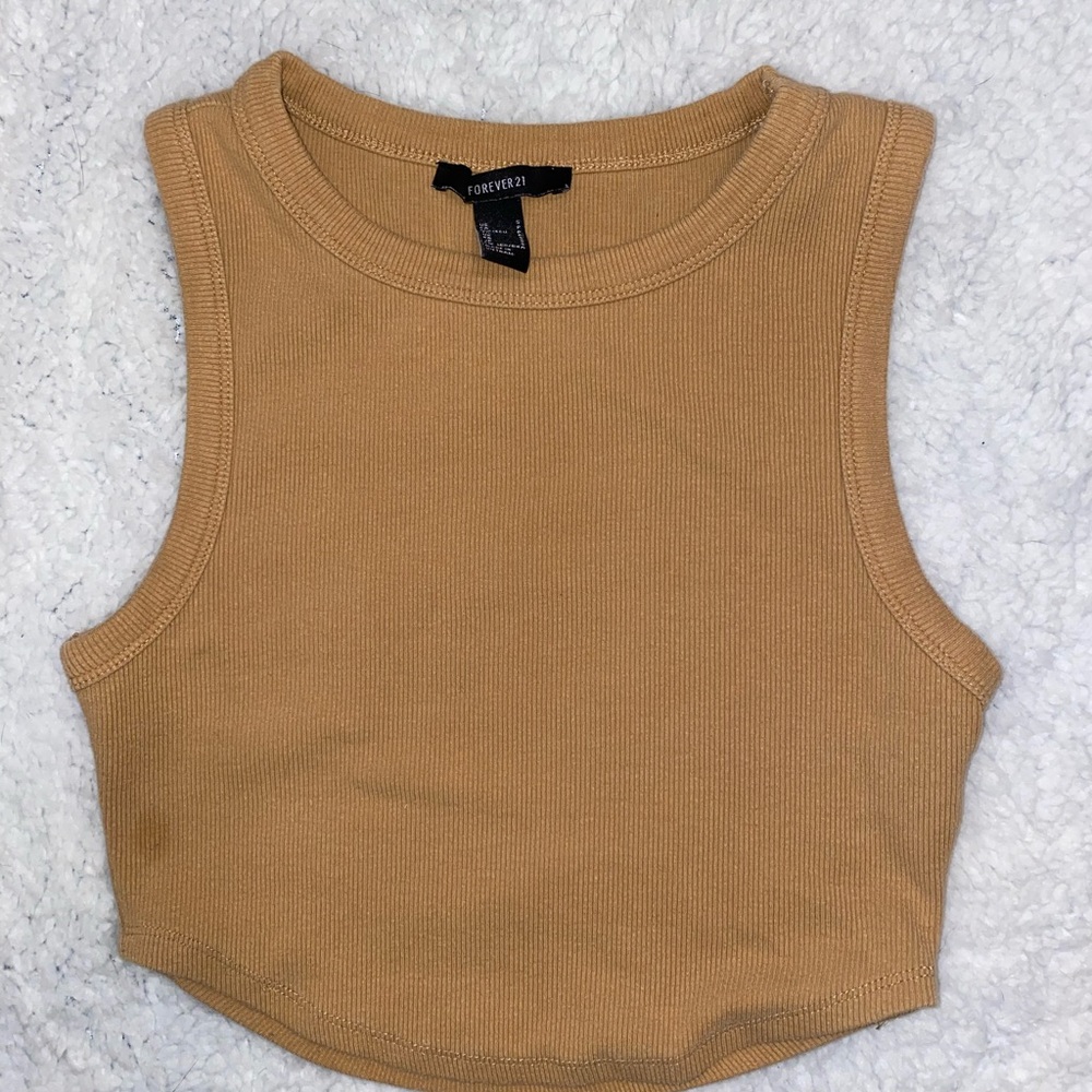 Forever 21 Tan Ribbed Crop Top